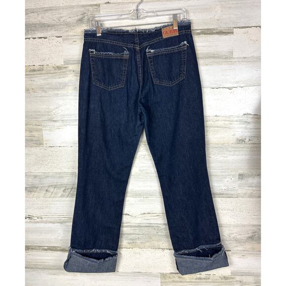 Guess womens 30 Y2K Vintage Distressed Mid Rise Raw Hemline Denim Jeans Pant - Picture 3 of 7